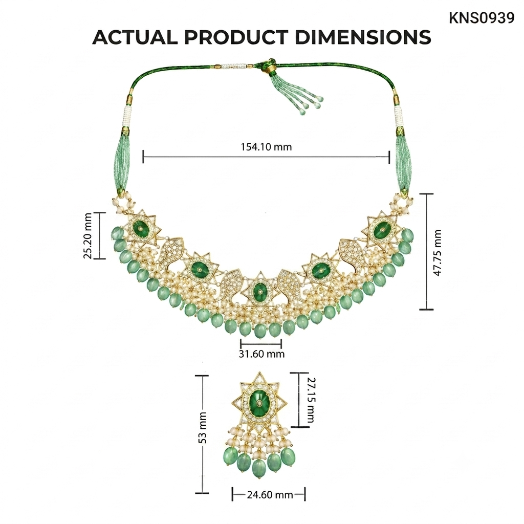 Natural Diamond Polki Necklace Set in 18 Karat Gold