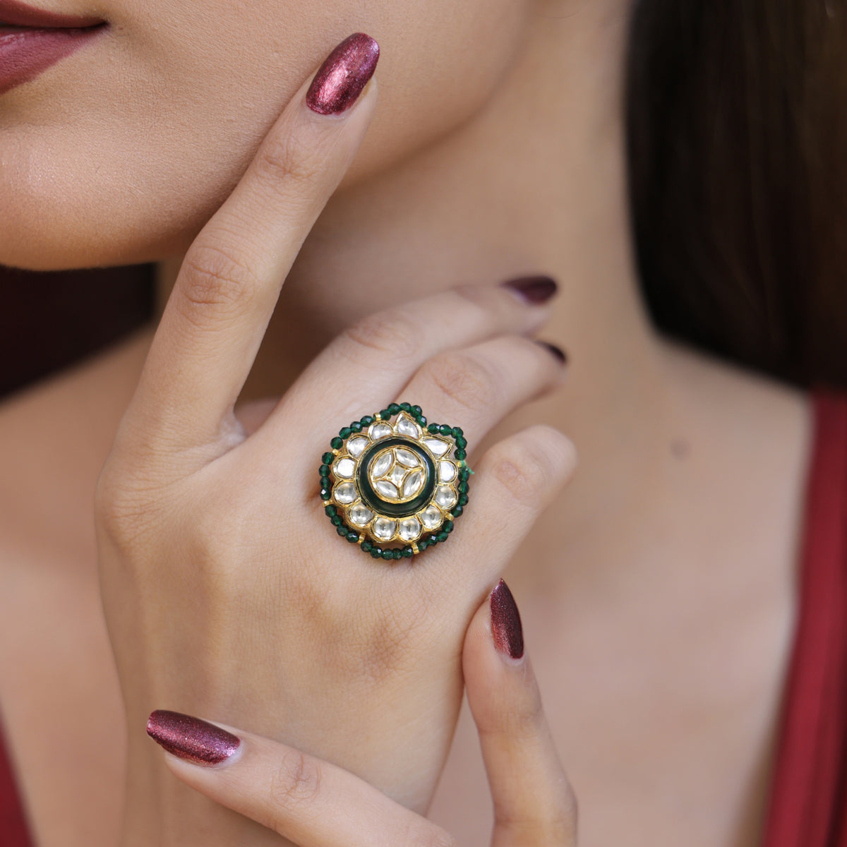 Premium Polki Diamond Gold Rings Online
