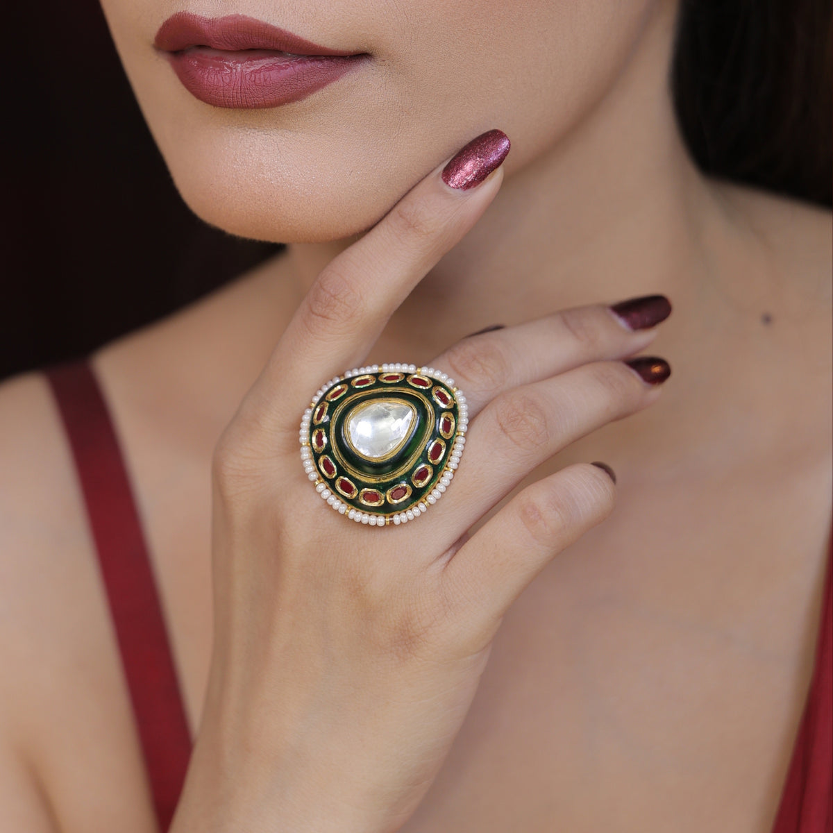 Modern Polki Diamond Rings in Hallmarked Gold
