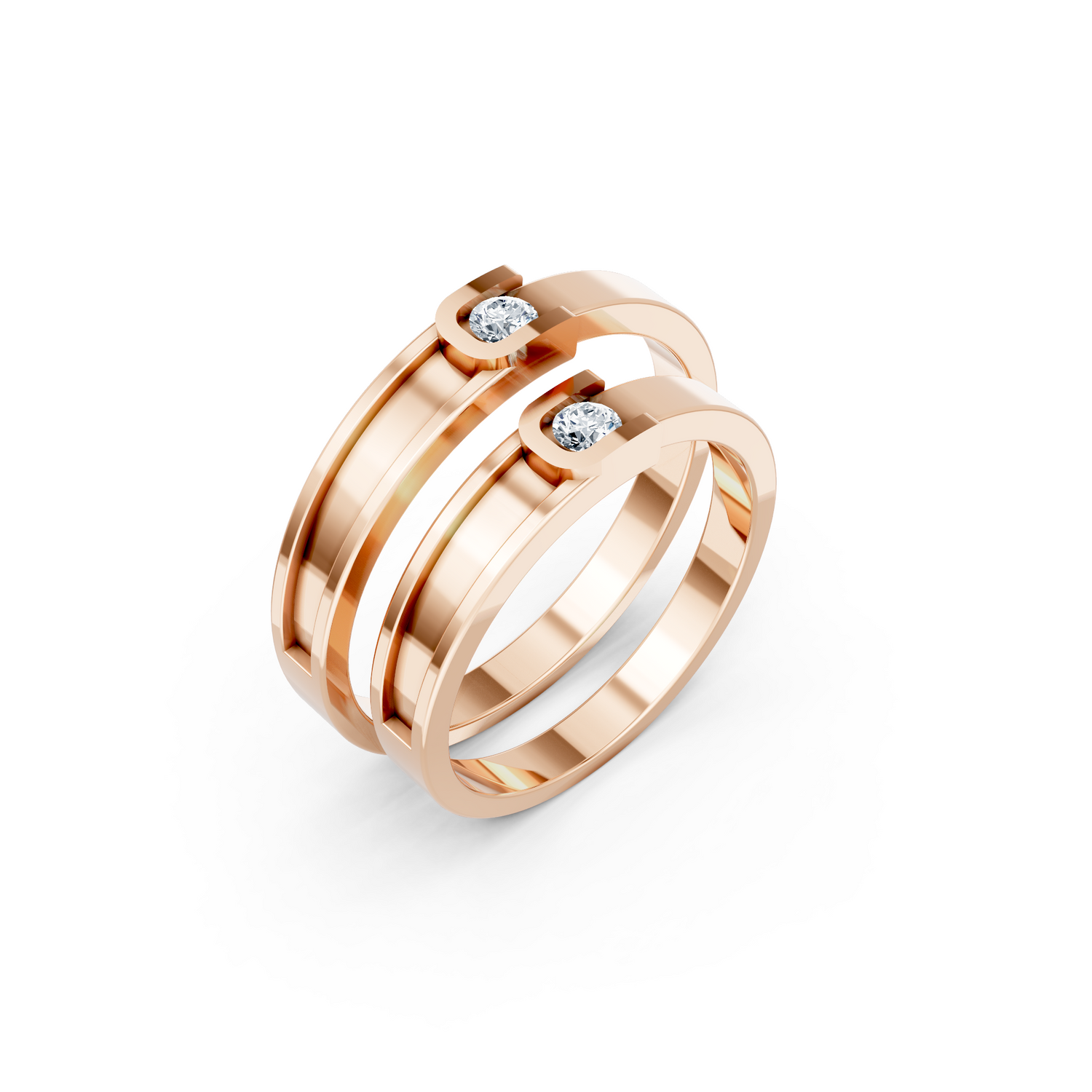 Luve' Bonds – Lab-Grown Diamond Aurora Couple Bands