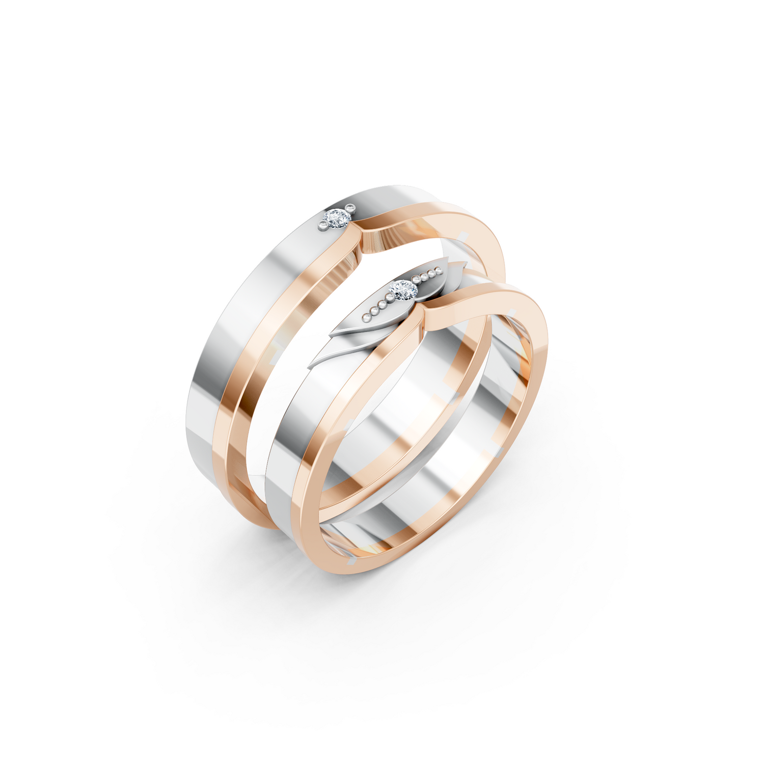 Luve' Bonds – Lab-Grown Diamond Compass Couple Bands