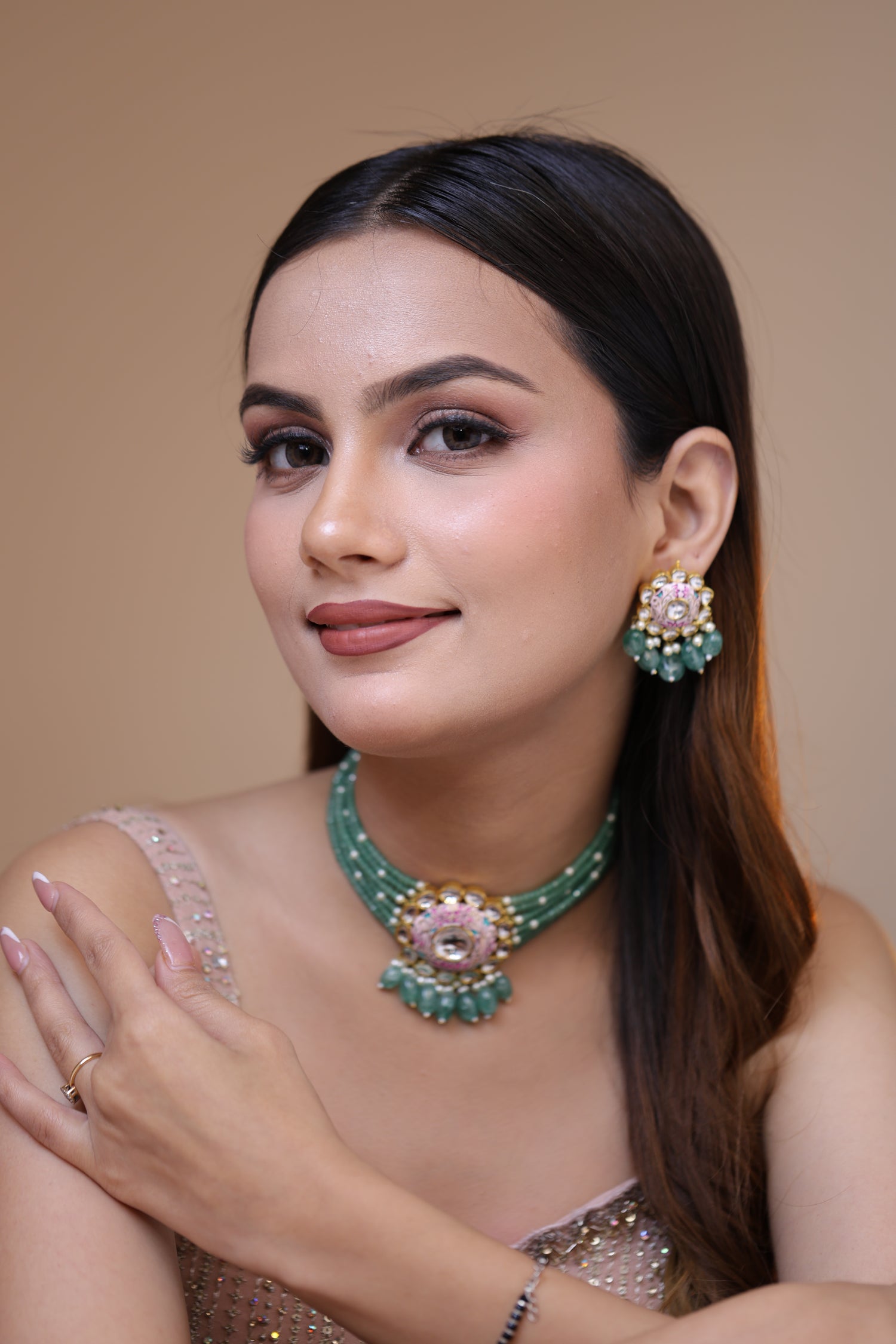 Natural Diamond Polki Choker Set in 18 Karat Gold