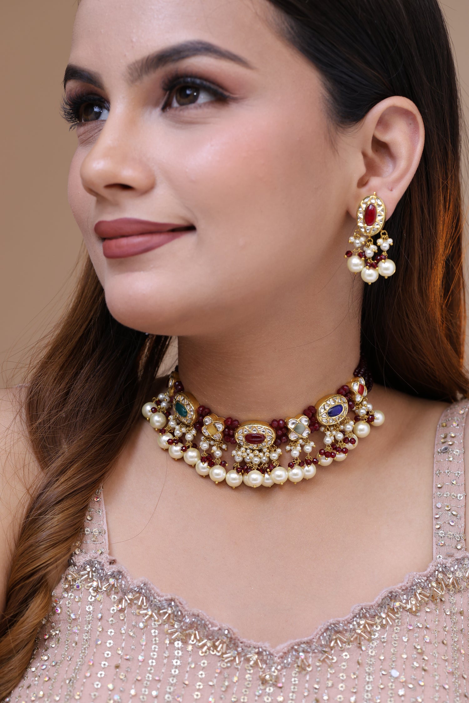 Natural Diamond Polki Choker Set in 18 Karat Gold