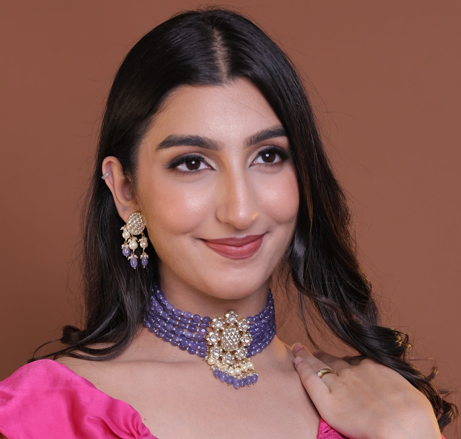 Natural Diamond Polki Choker Set in 18 Karat Gold