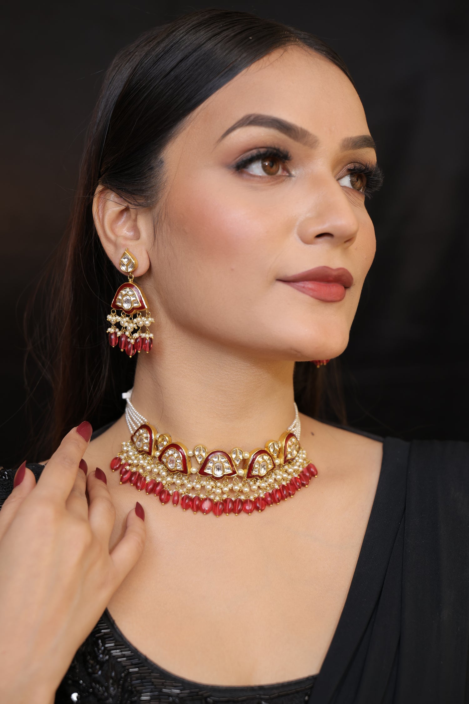 Natural Diamond Polki Choker Set in 18 Karat Gold