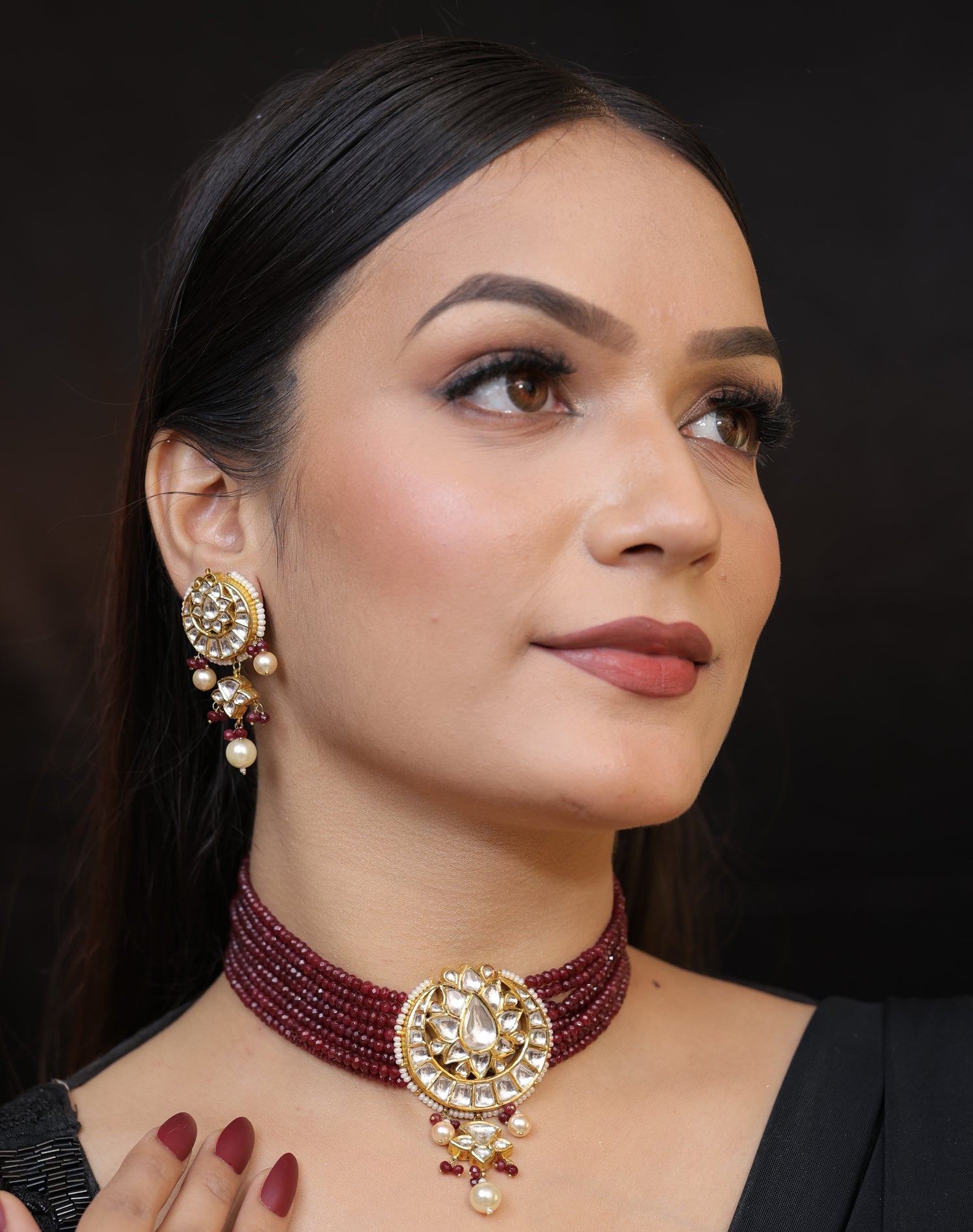 Natural Diamond Polki Choker Set in 18 Karat Gold