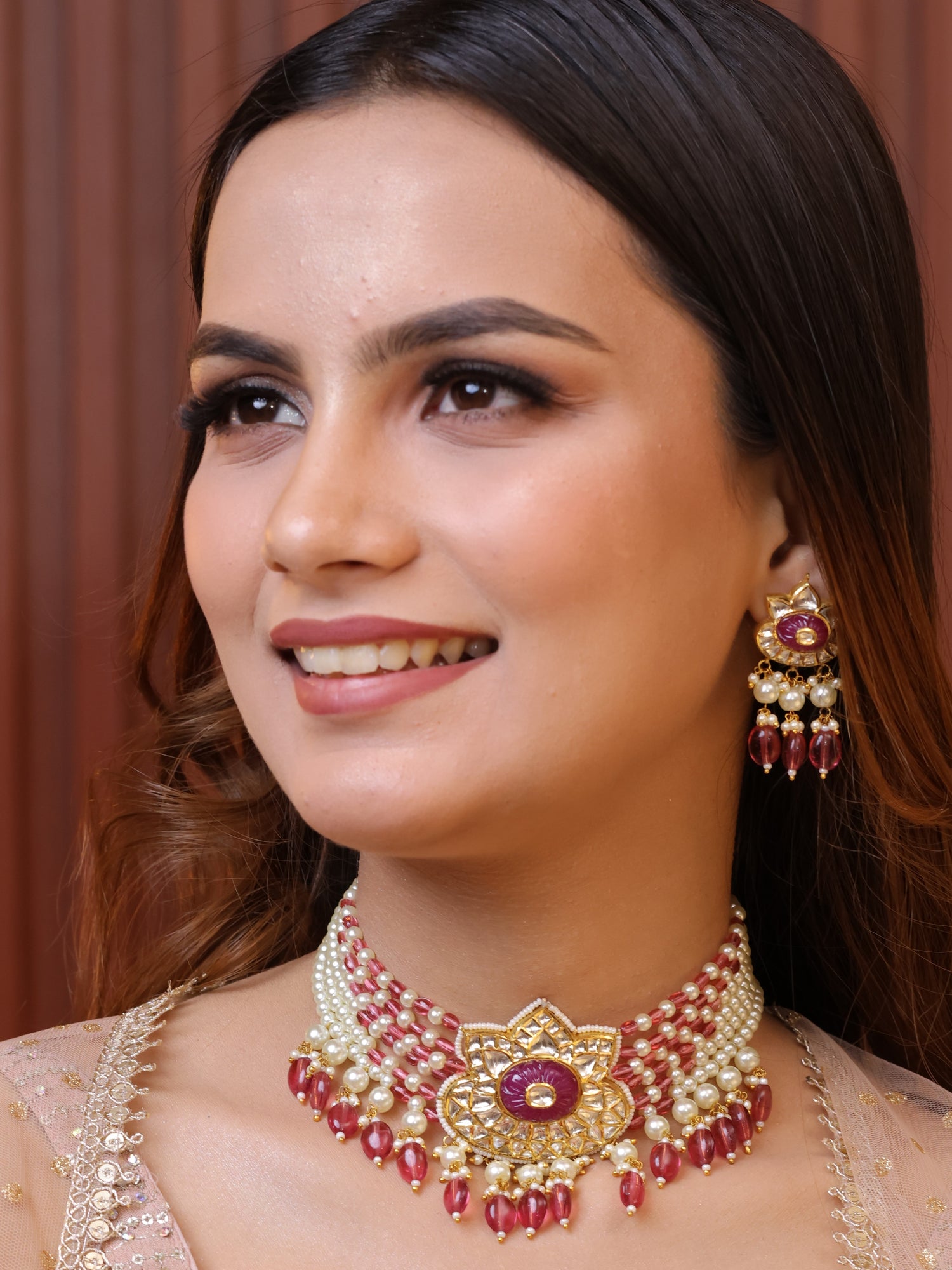 Natural Diamond Polki Choker Set in 18 Karat Gold