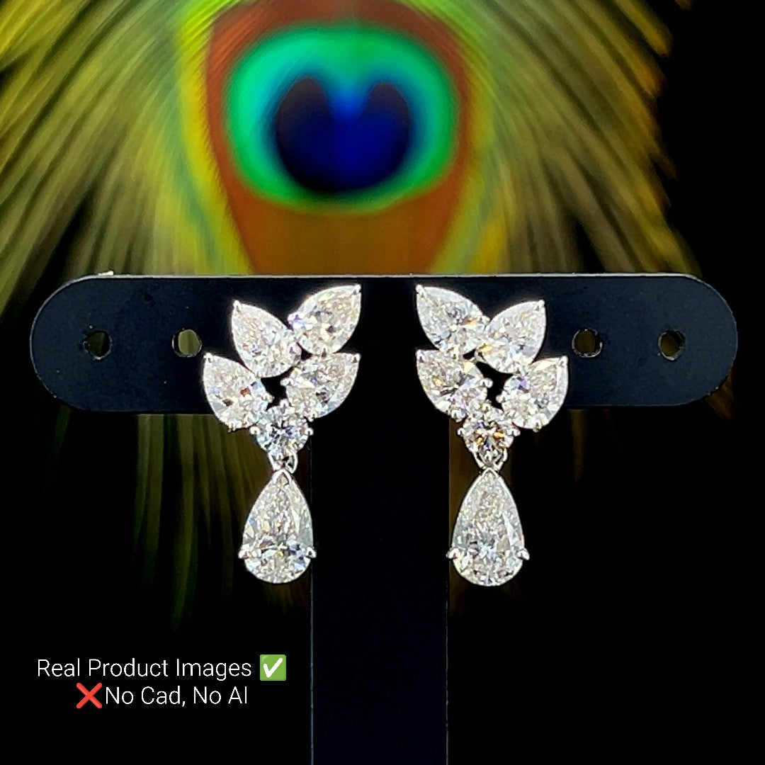 Peacock Drop Diamond Earrings