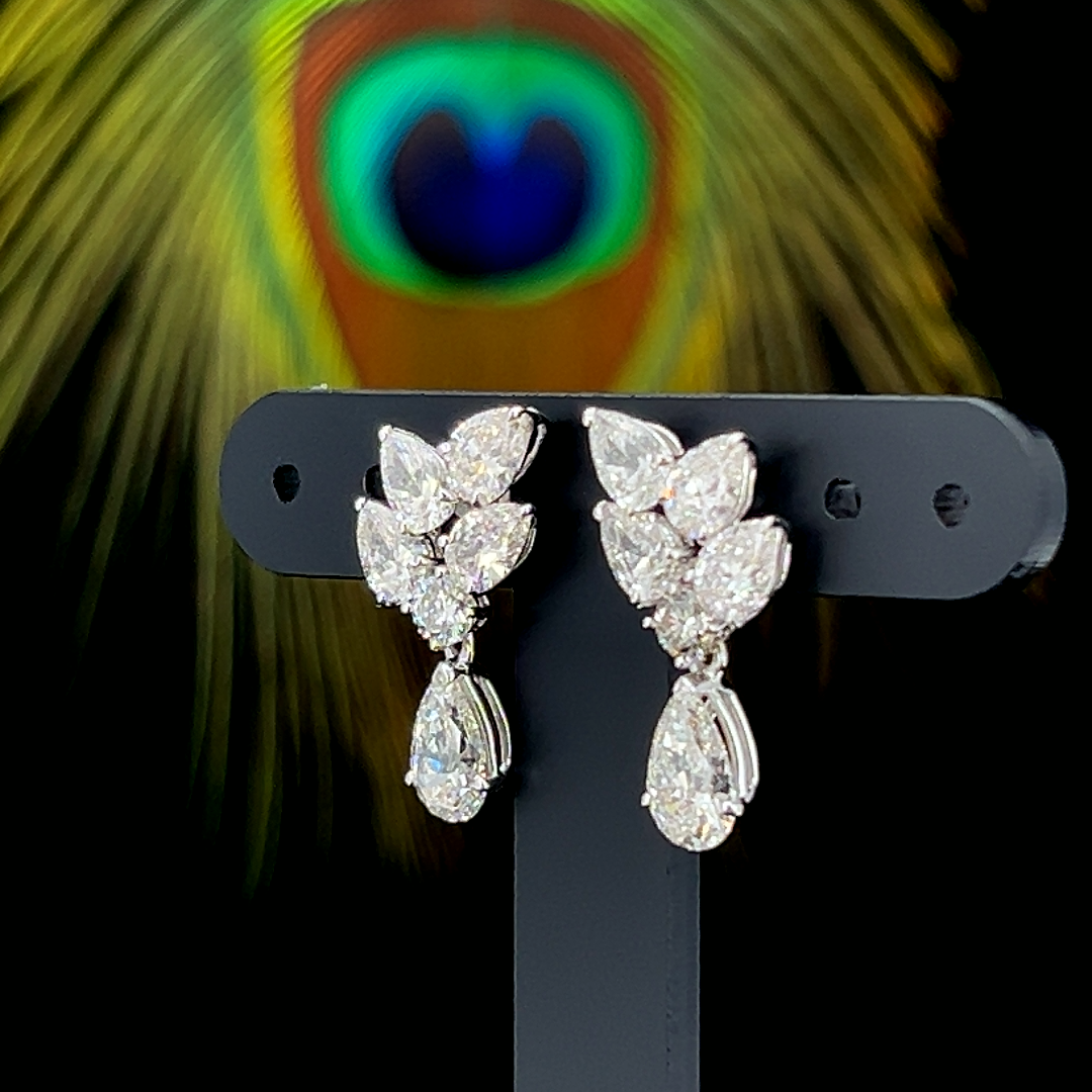 Peacock Drop Diamond Earrings