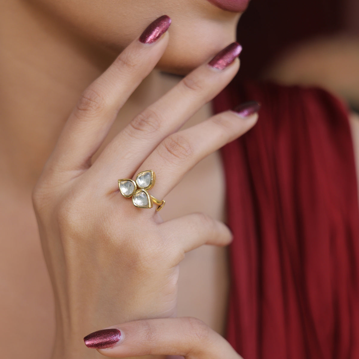 Polki Diamond Rings in 18K Gold | Certified Natural Diamonds