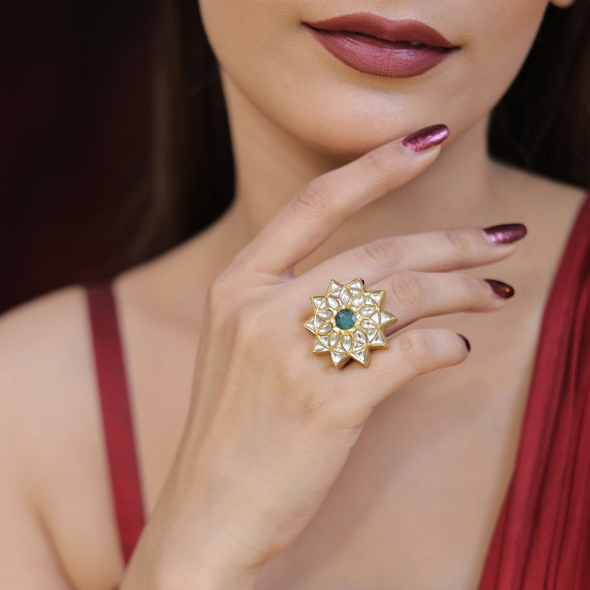 Handmade Polki Diamond Rings in Gold