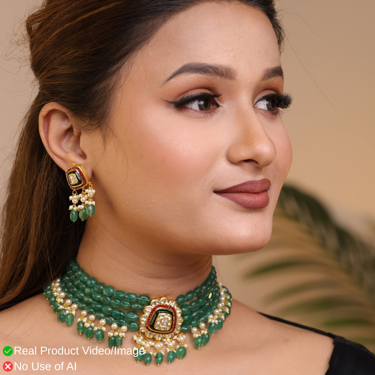 Natural Diamond Polki Necklace Sets with Traditional Craftsmanship