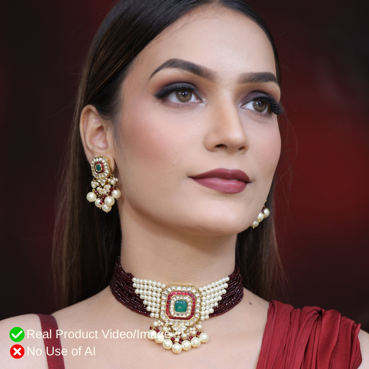 Elegant Natural Diamond Polki Necklace Designs