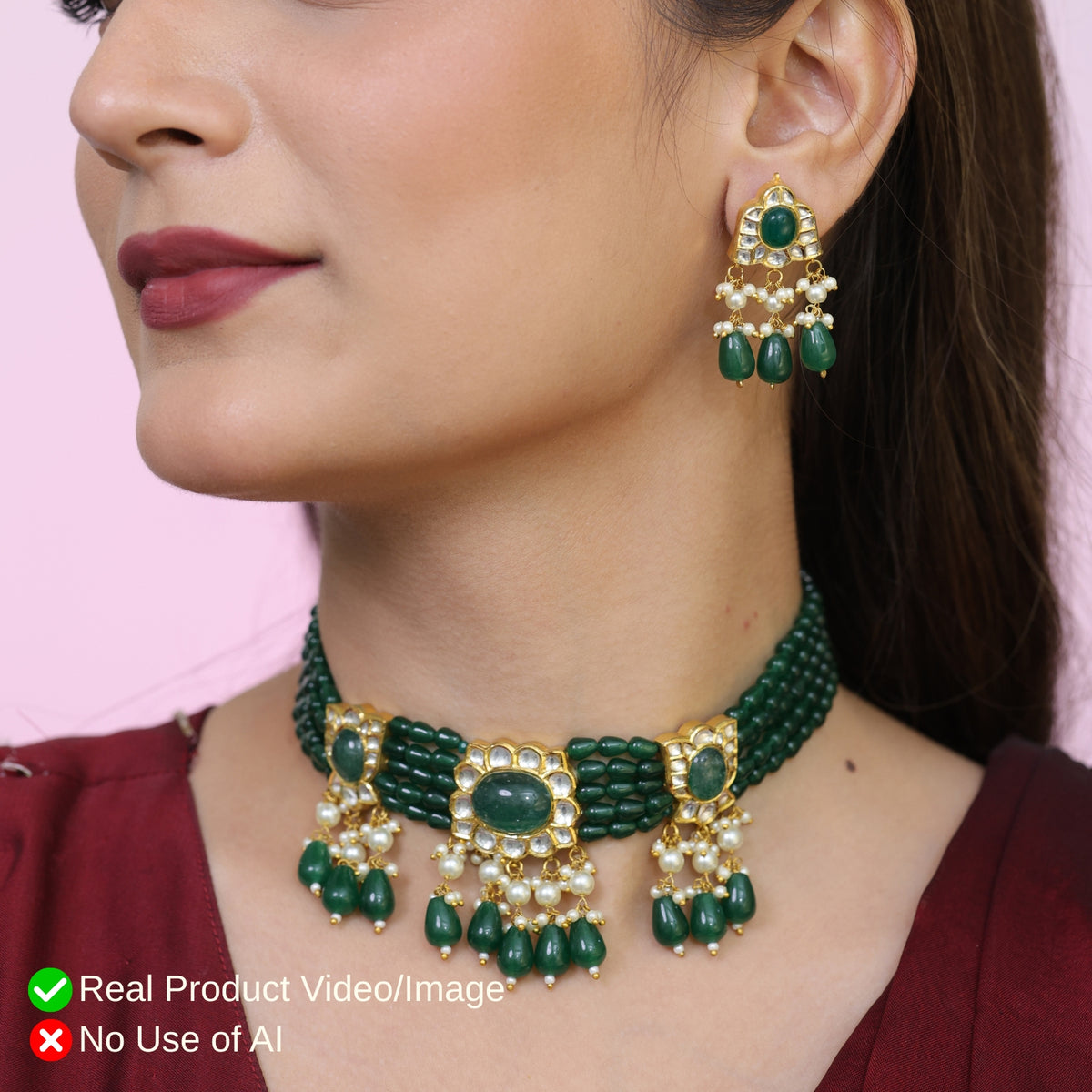 Handcrafted Natural Diamond Polki Necklace Sets