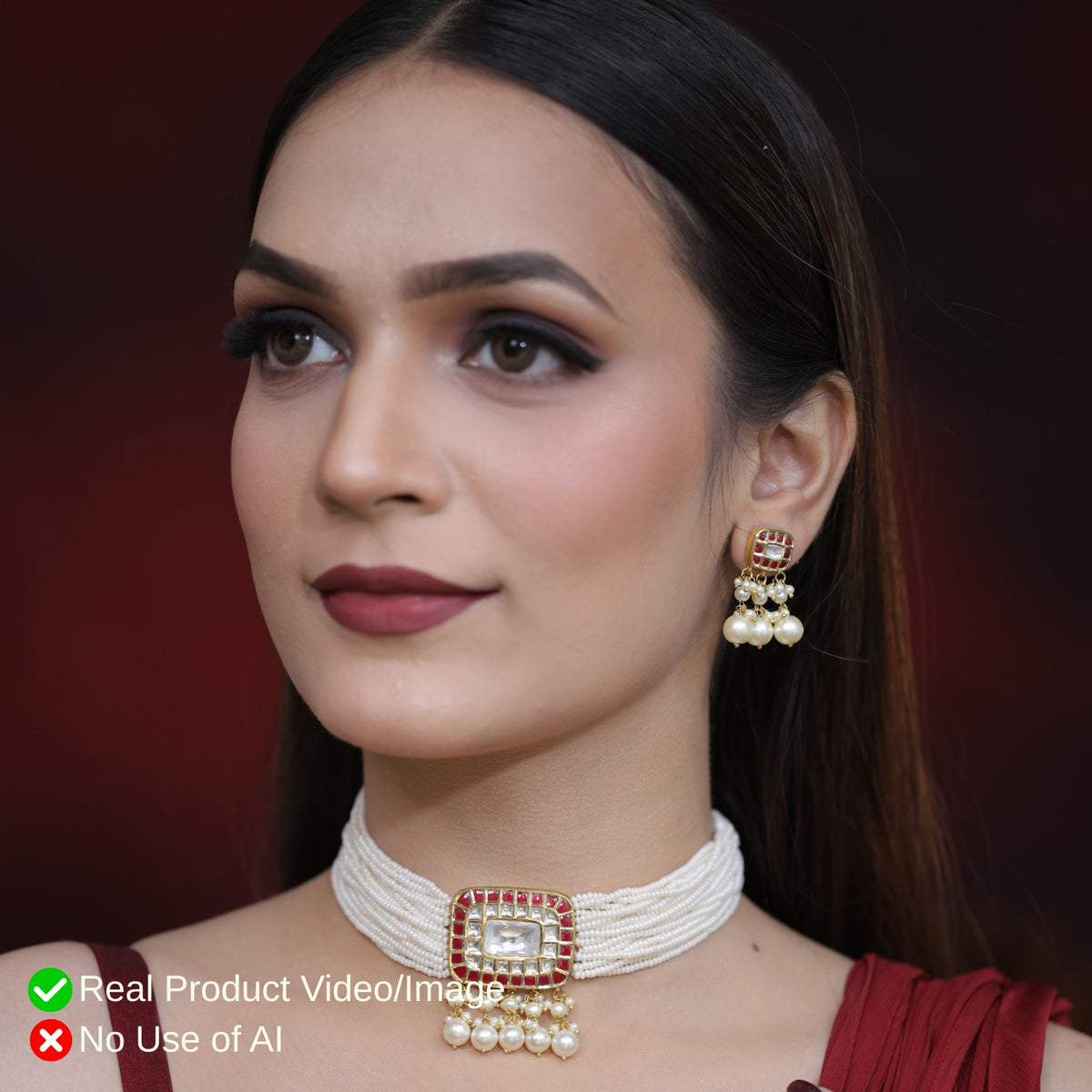 Gold Polki Necklace Sets with Natural Diamonds