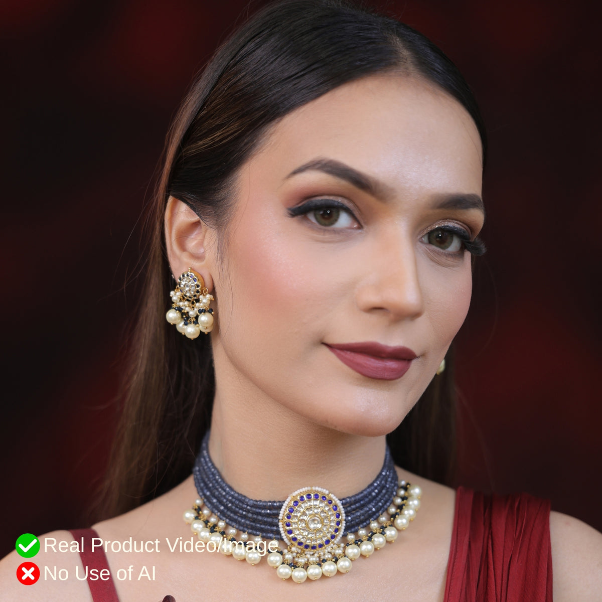 Traditional Indian Natural Diamond Polki Necklace Sets