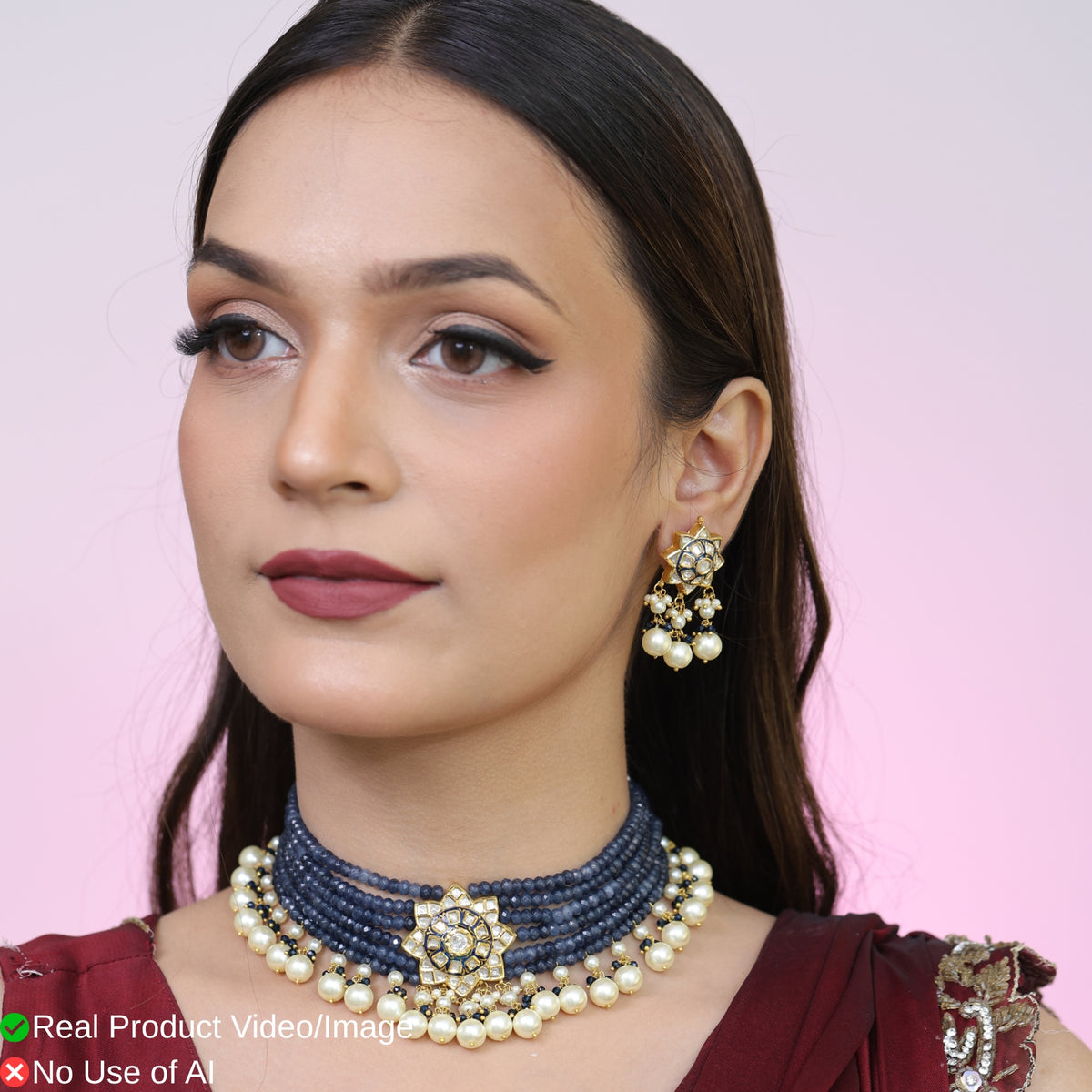 Authentic Polki Bridal Necklace Sets in Gold