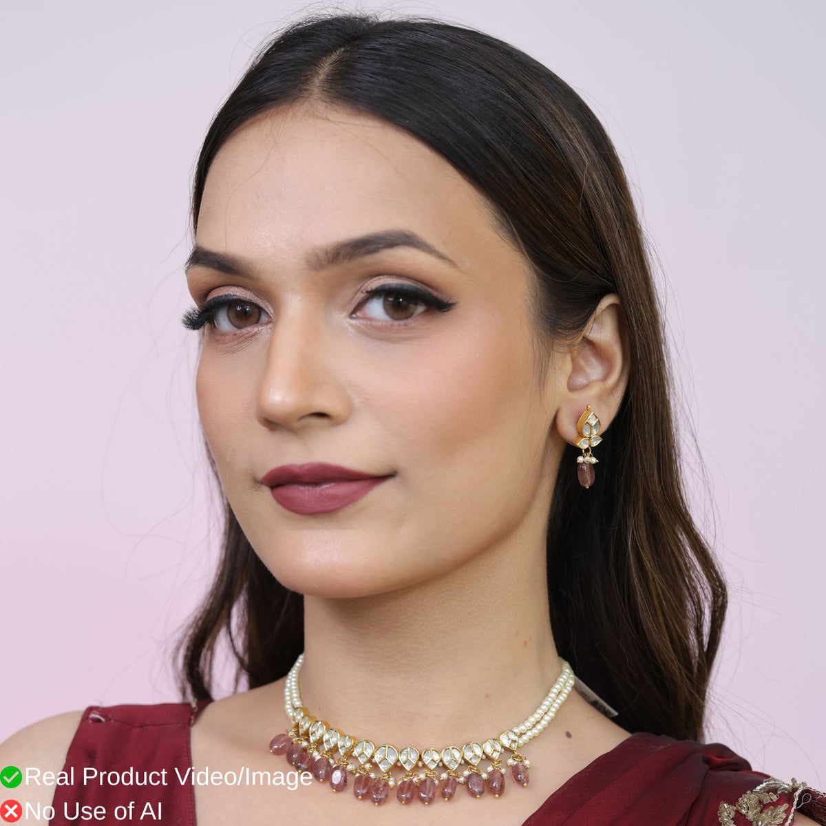 Designer Natural Diamond Polki Necklace Sets