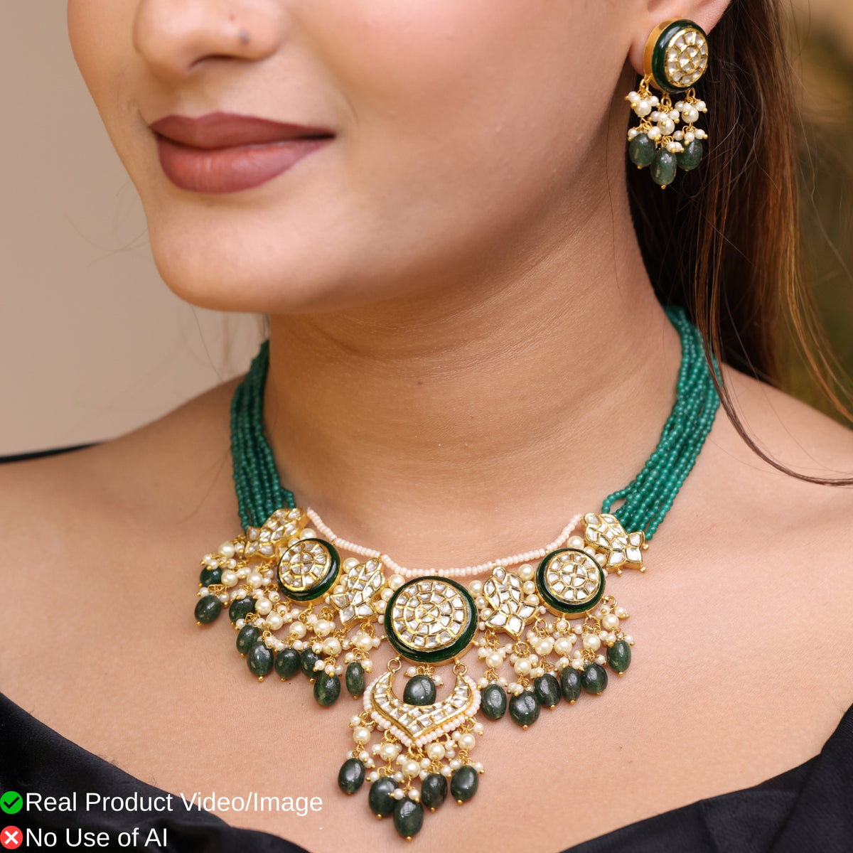 Natural Polki Diamond Bridal Necklace Sets