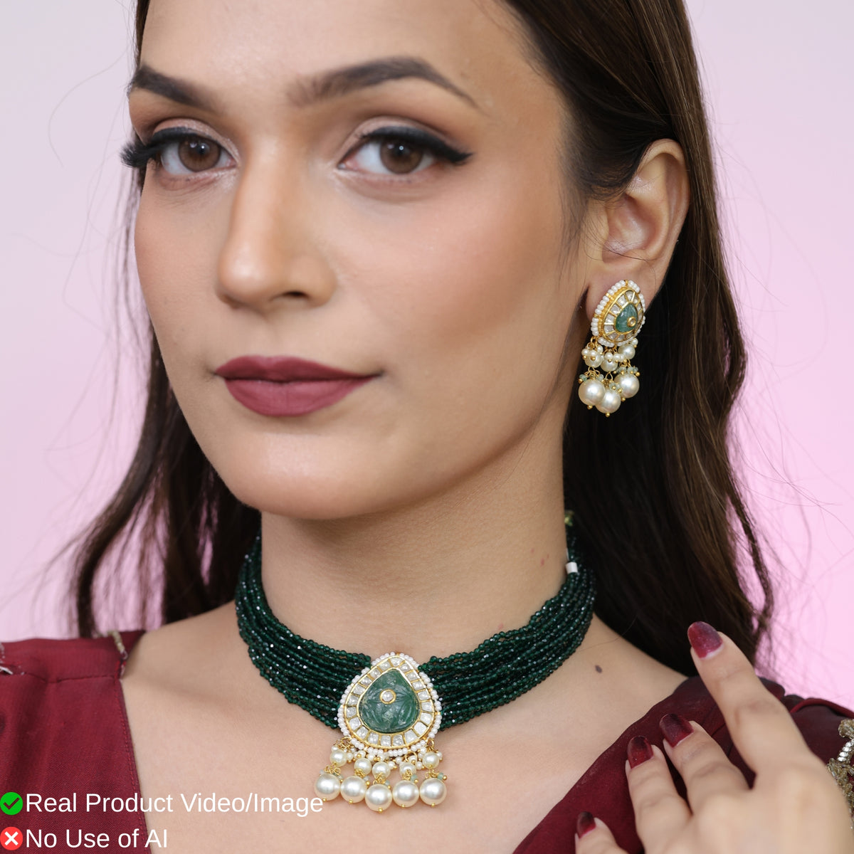 Royal Natural Diamond Polki Bridal Necklace Sets