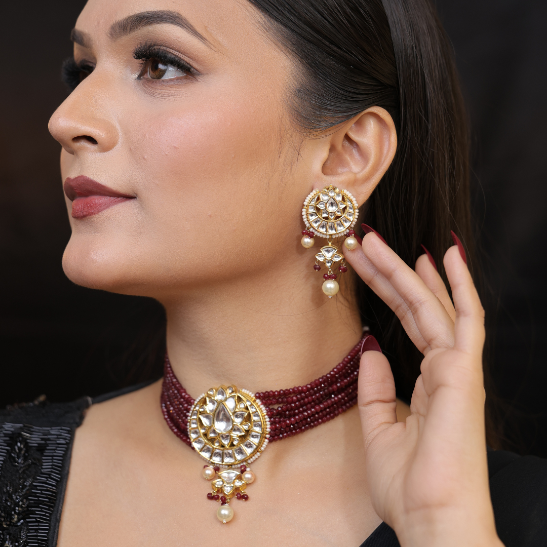 Natural Diamond Polki Choker Set in 18 Karat Gold