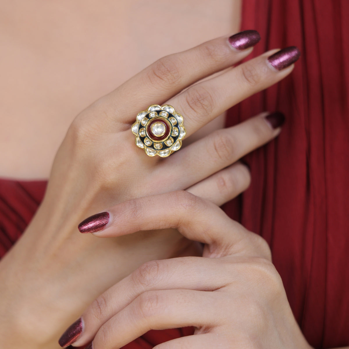 Polki Diamond Ring Price | Shop Certified Designs