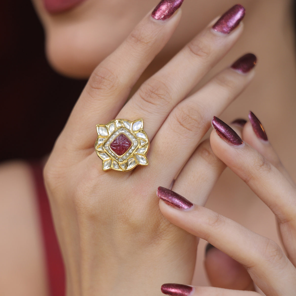 Luxury Polki Diamond Rings with Natural Diamonds