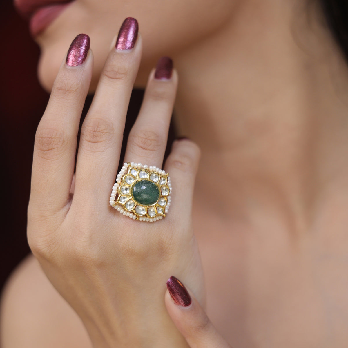 Natural Polki Diamond Rings | Luxury Gold Jewelry