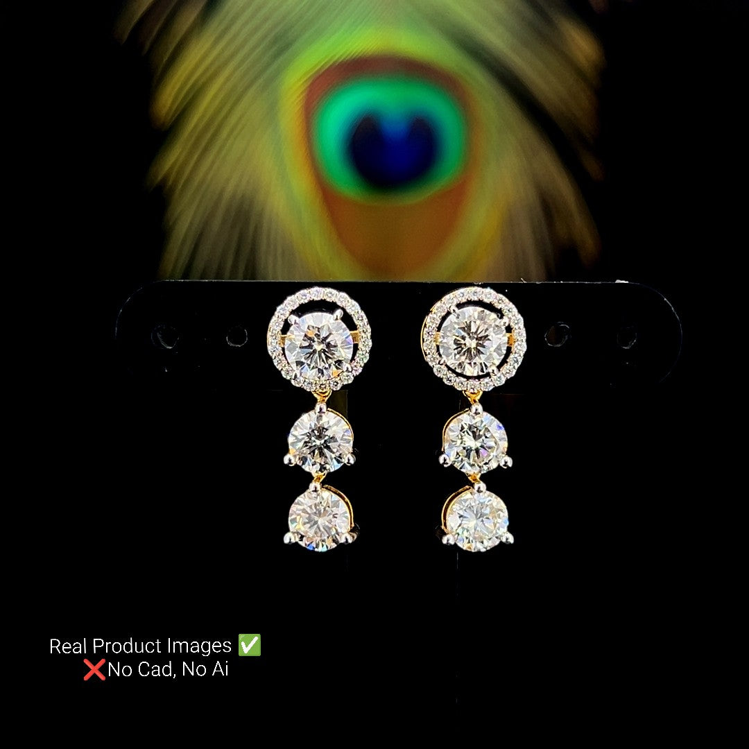 Lab Diamond Hanging earrings with round solitaires