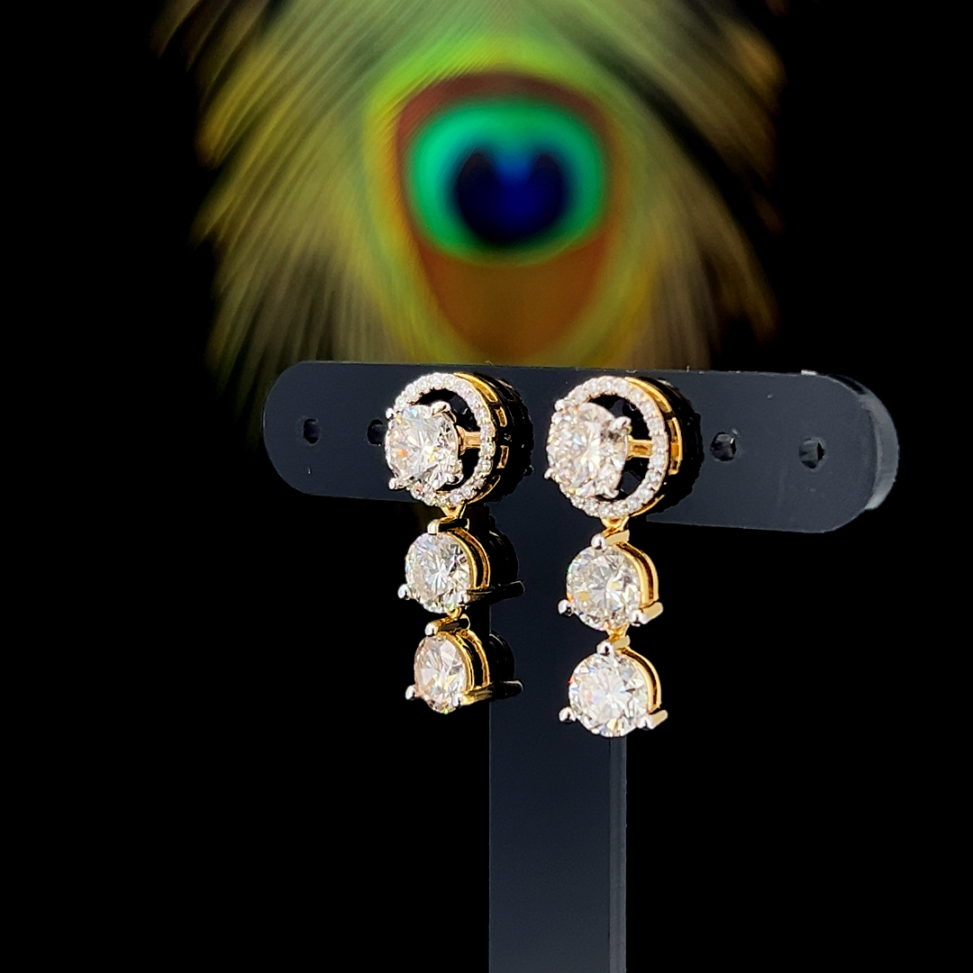 Lab Diamond Hanging earrings with round solitaires