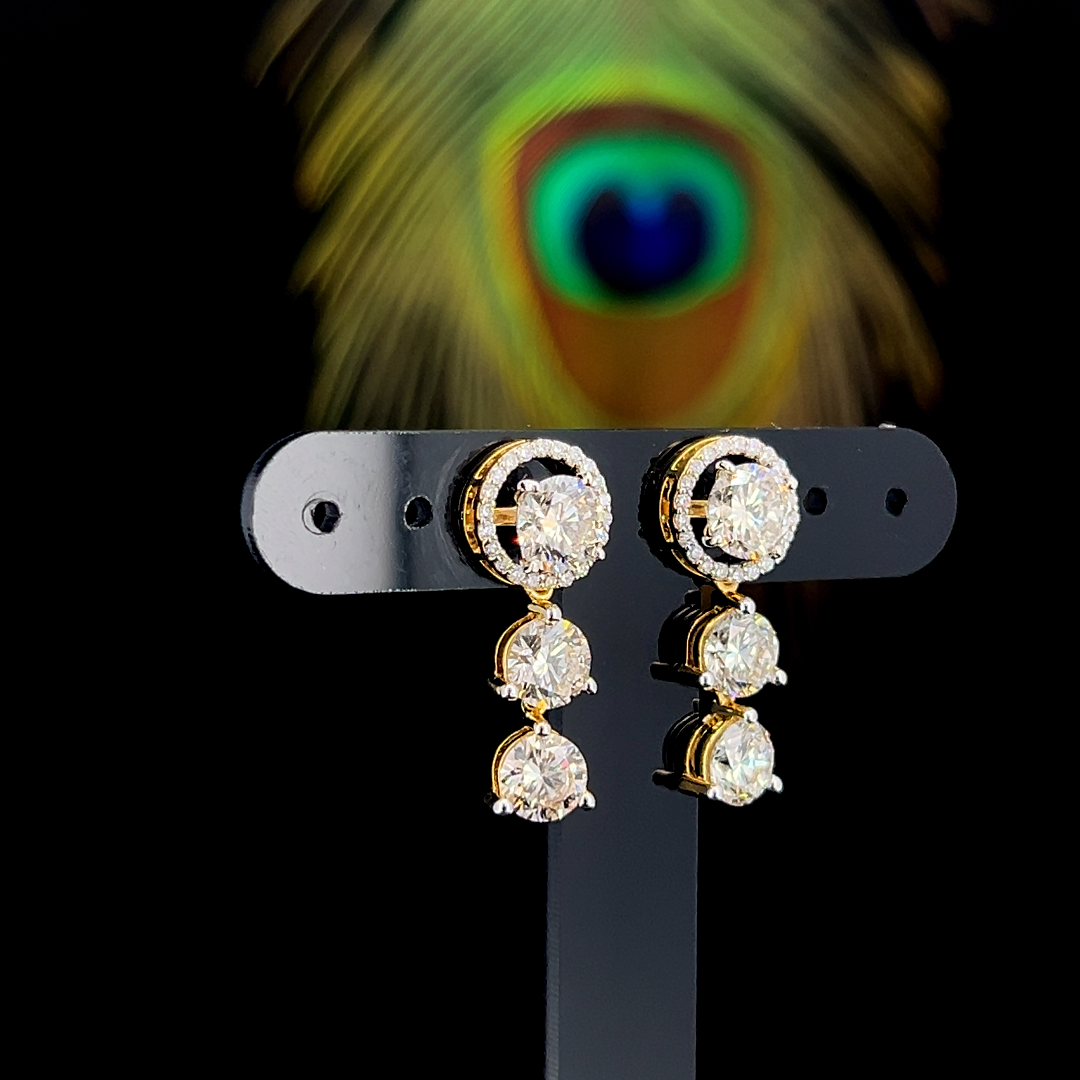 Lab Diamond Hanging earrings with round solitaires
