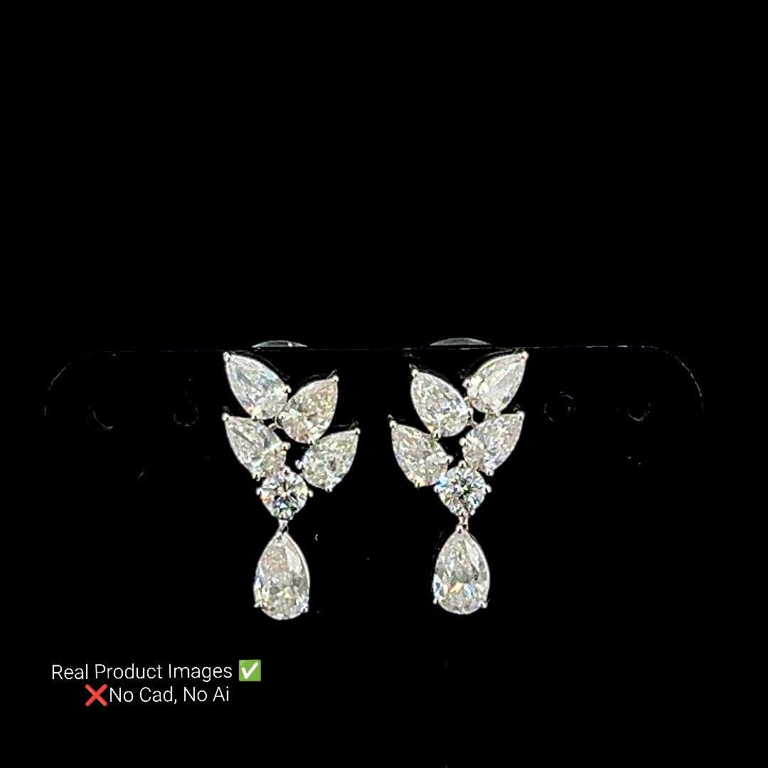 Lab Diamond Leaf Drop Earrings