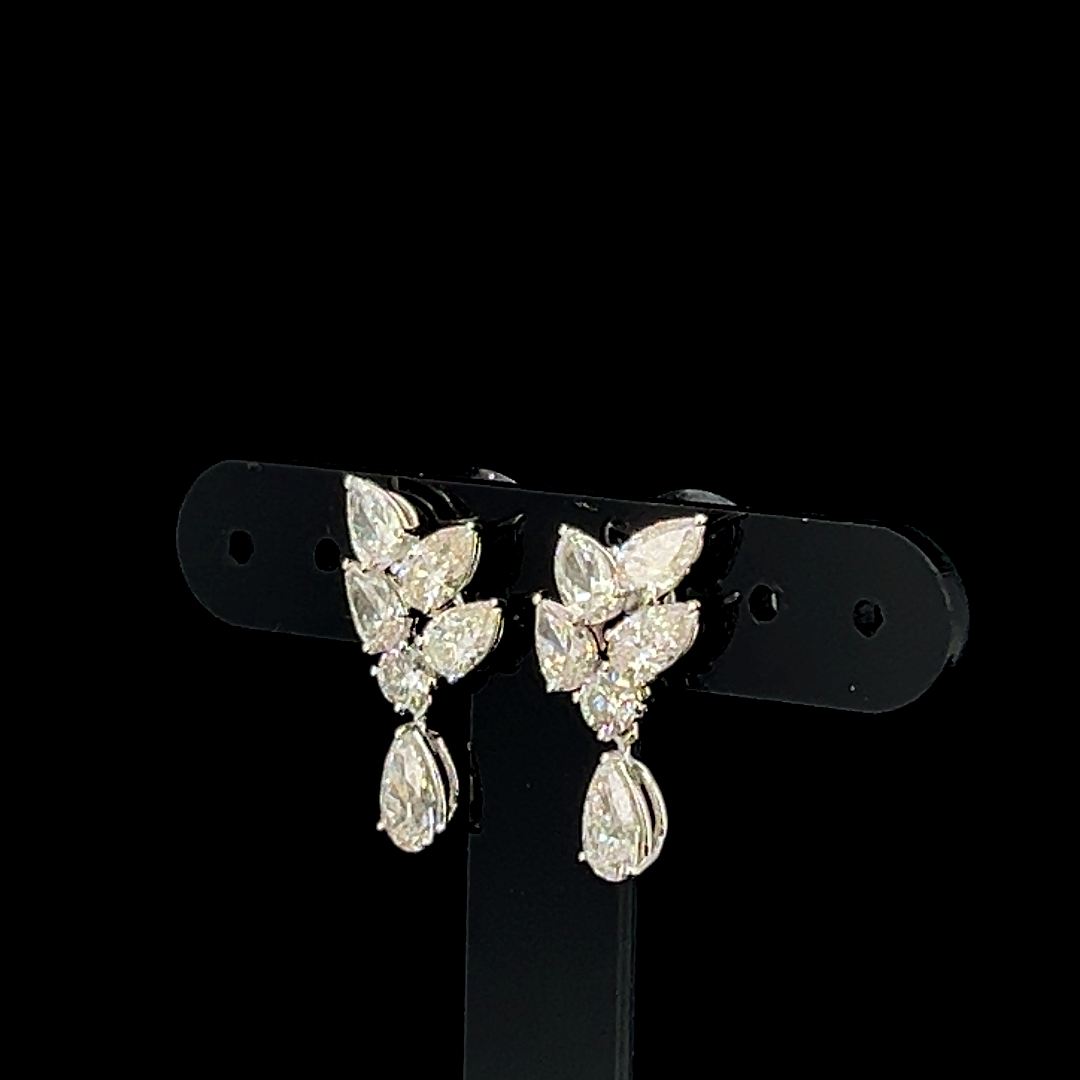 Lab Diamond Leaf Drop Earrings