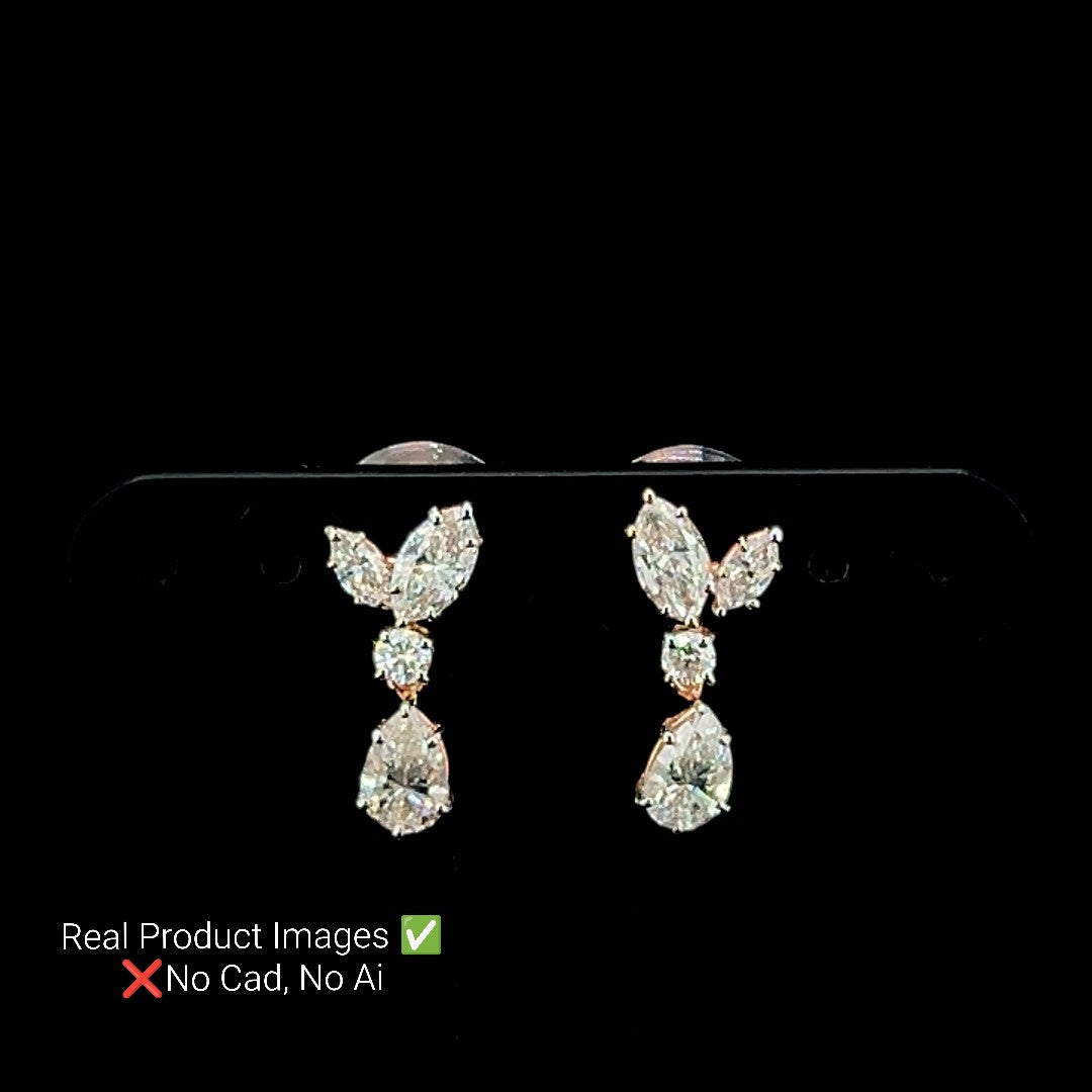 Twin Leaf Diamond Drop Earrings