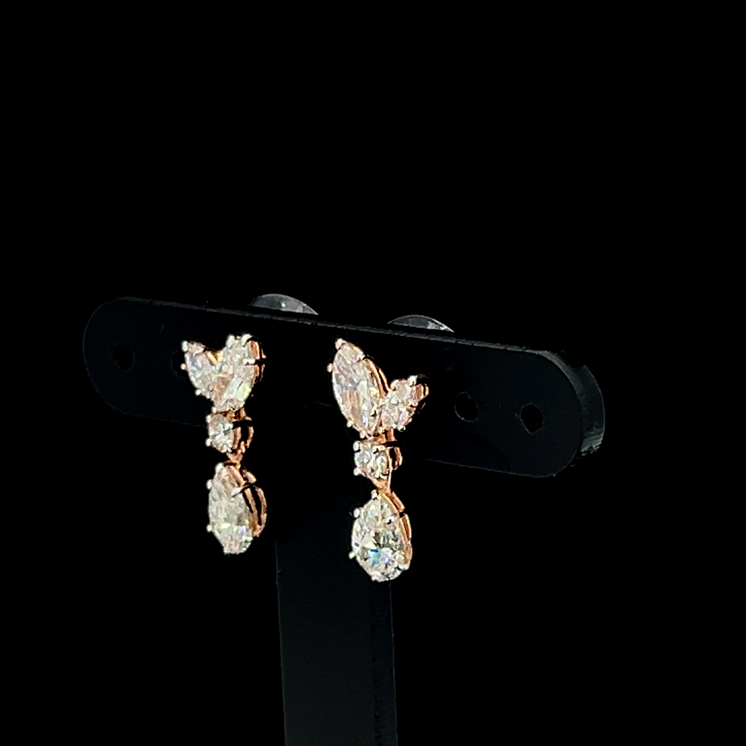 Twin Leaf Diamond Drop Earrings