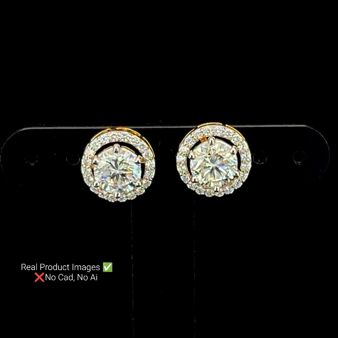 Round Halo Diamond Studs