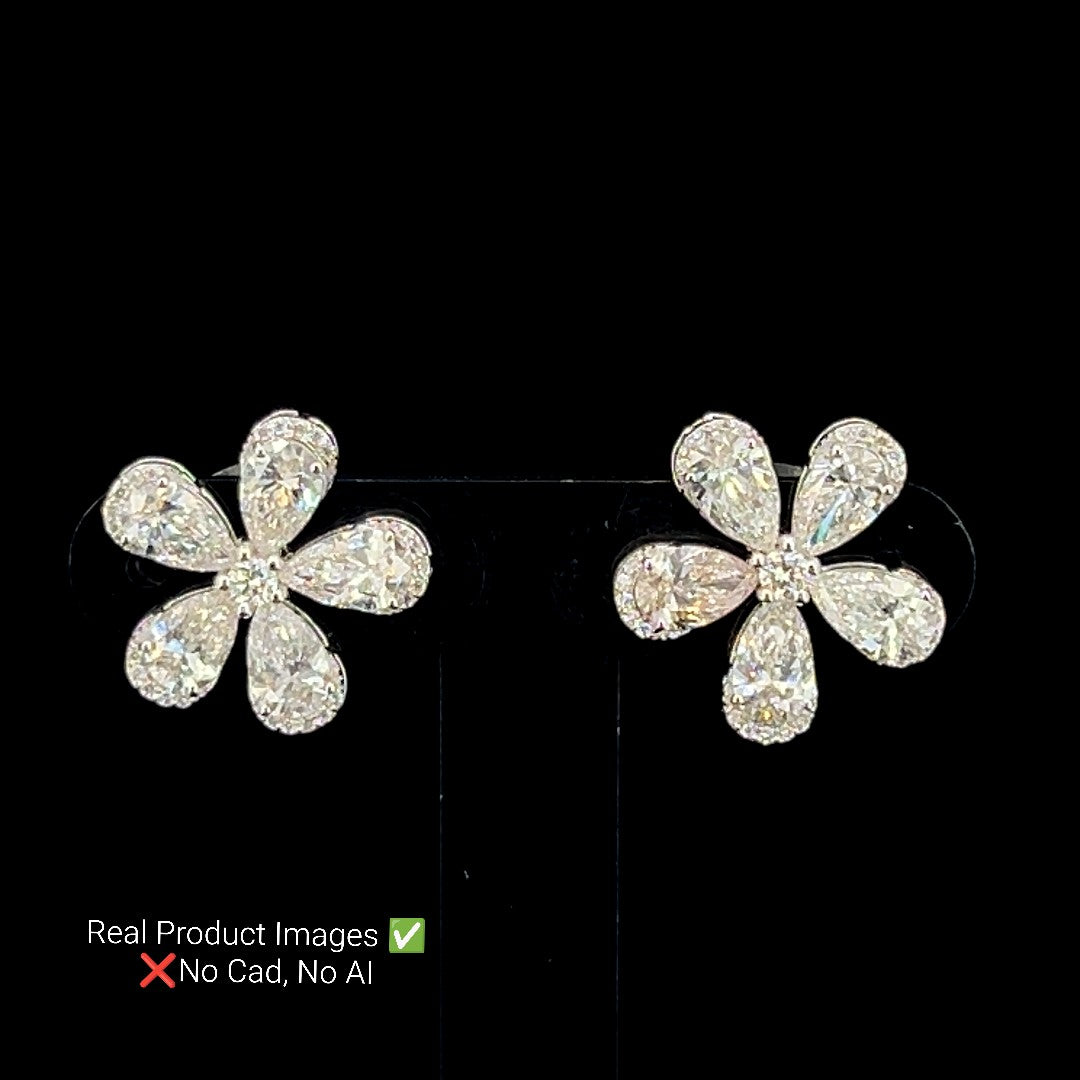 Floral Diamond Stud Earrings