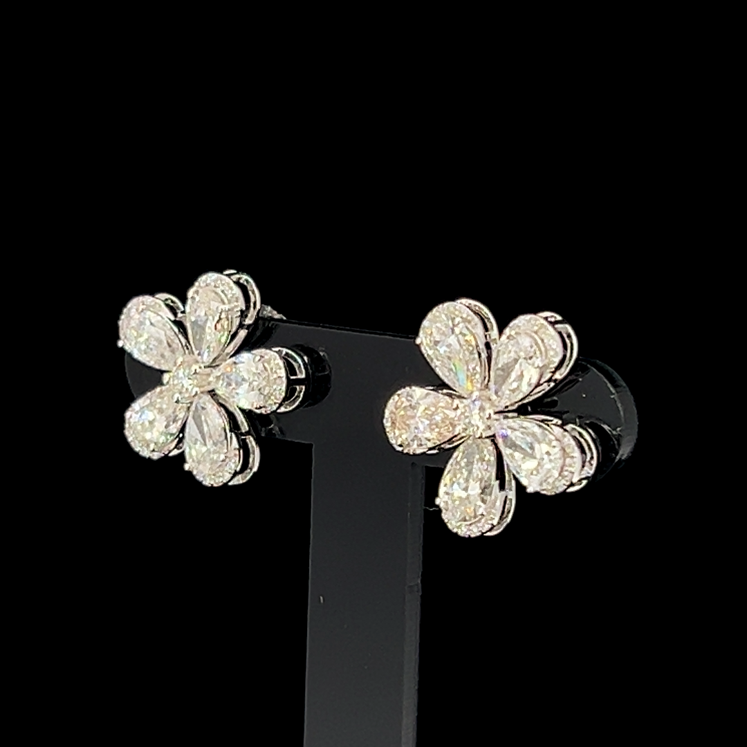 Floral Diamond Stud Earrings