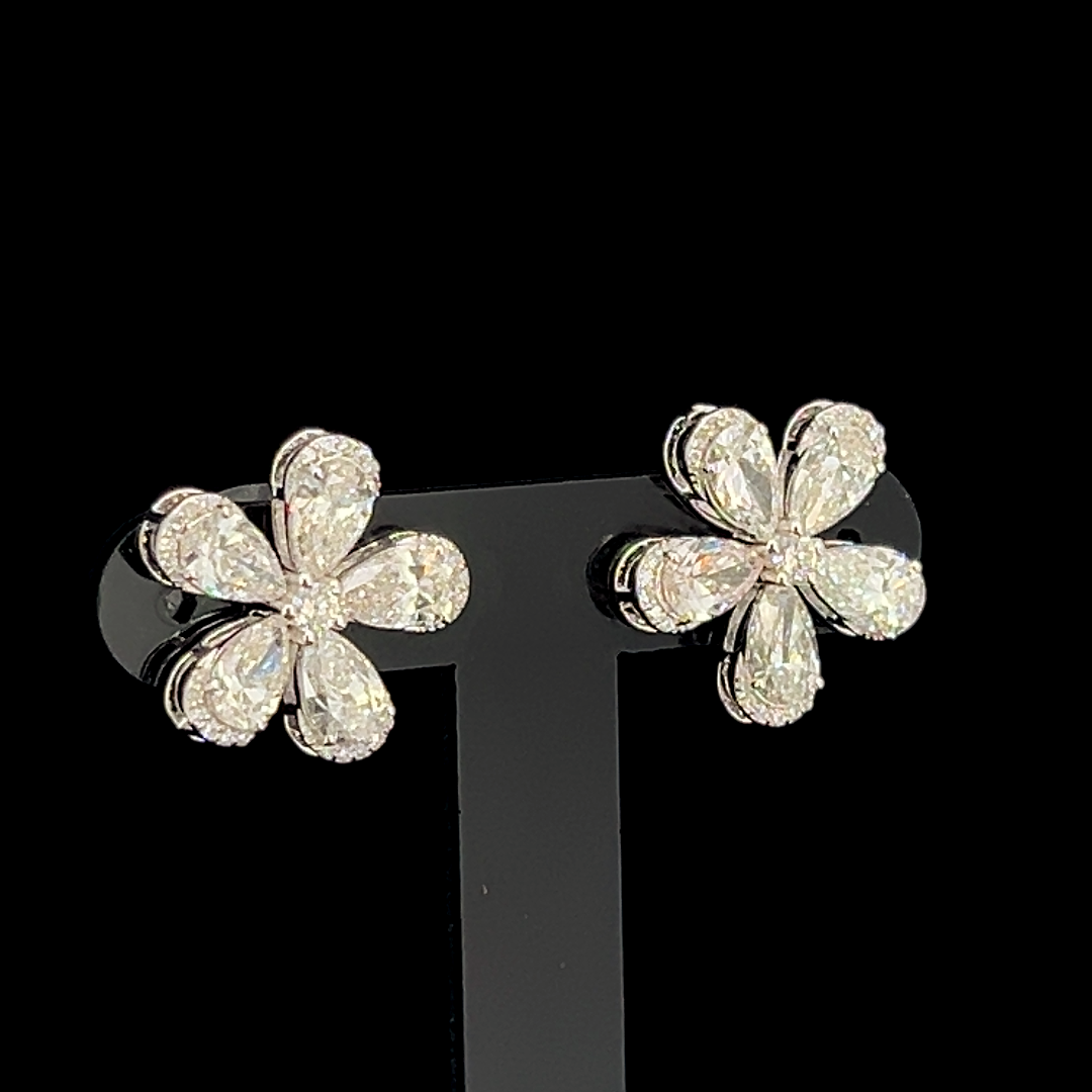 Floral Diamond Stud Earrings