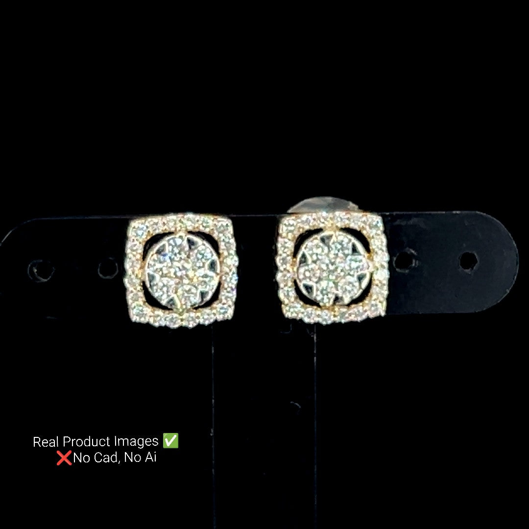 Square Halo Diamond Studs