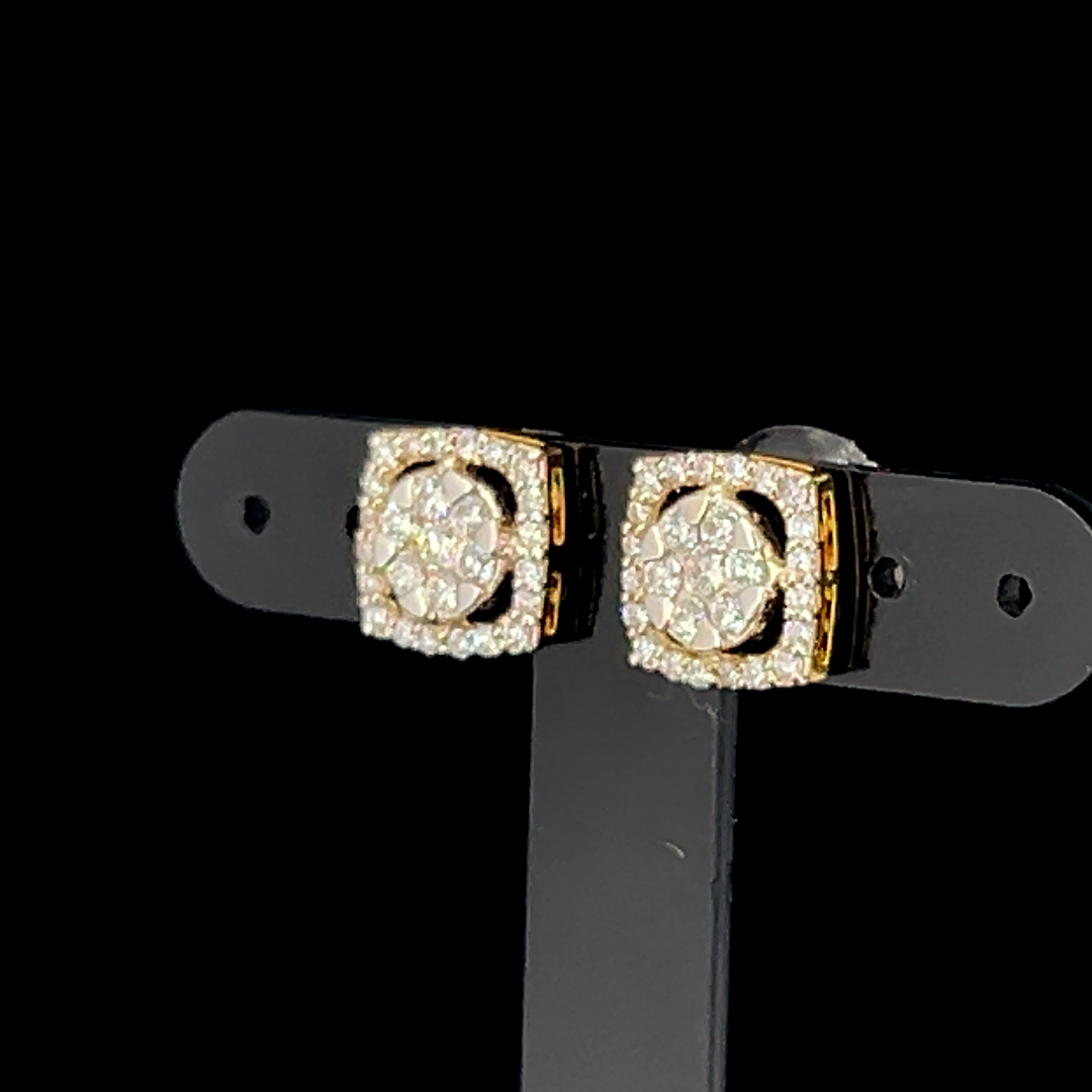 Square Halo Diamond Studs