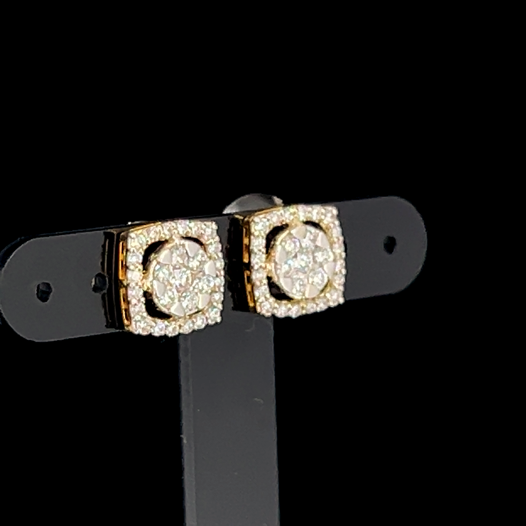 Square Halo Diamond Studs