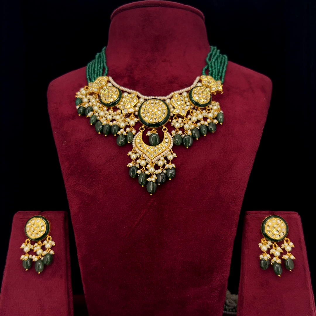 Natural Polki Diamond Bridal Necklace Sets