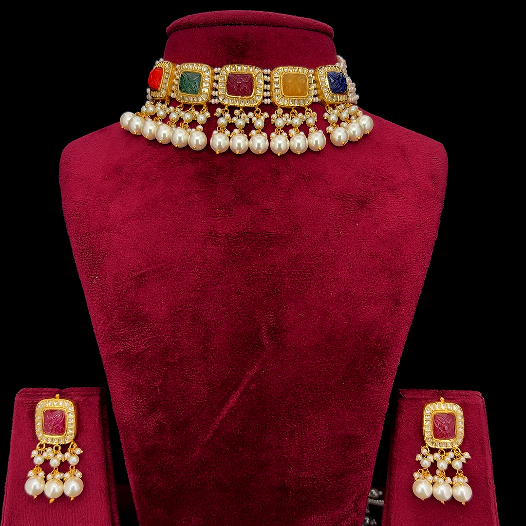 Navratan Polki Choker Set