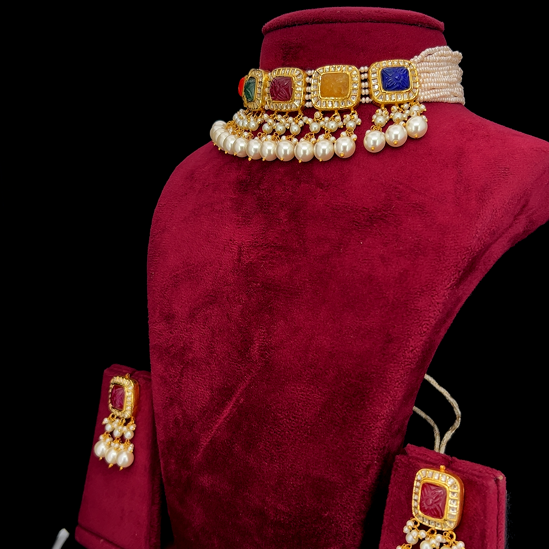 Navratan Polki Choker Set
