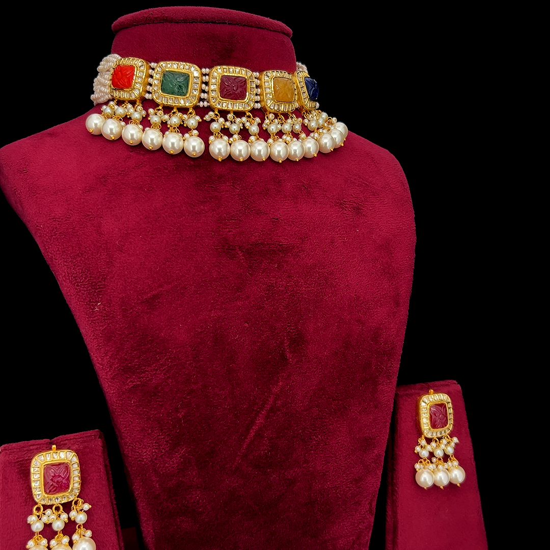Navratan Polki Choker Set