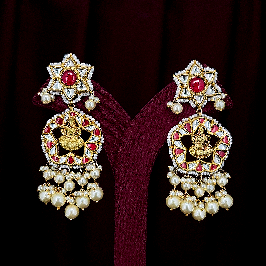 18K Gold Polki Diamond Stud Earrings | Natural Polki