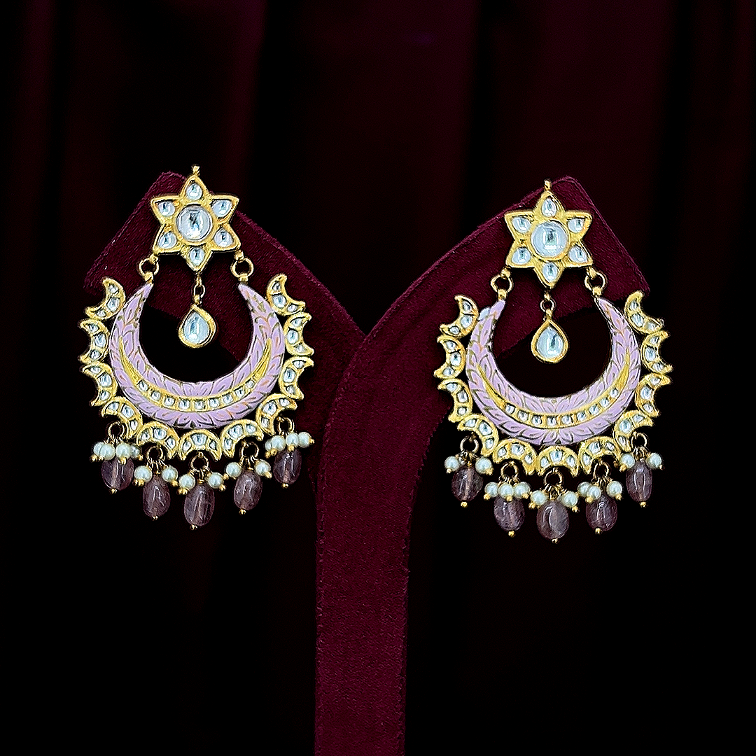 Natural Diamond Polki Earrings in 18K Gold IGI Certified