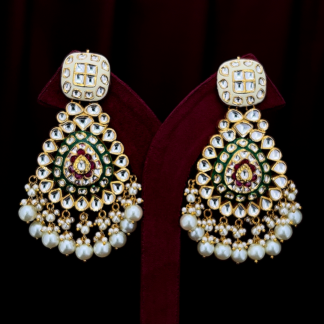 Handcrafted Natural Polki Diamond Earrings for Women