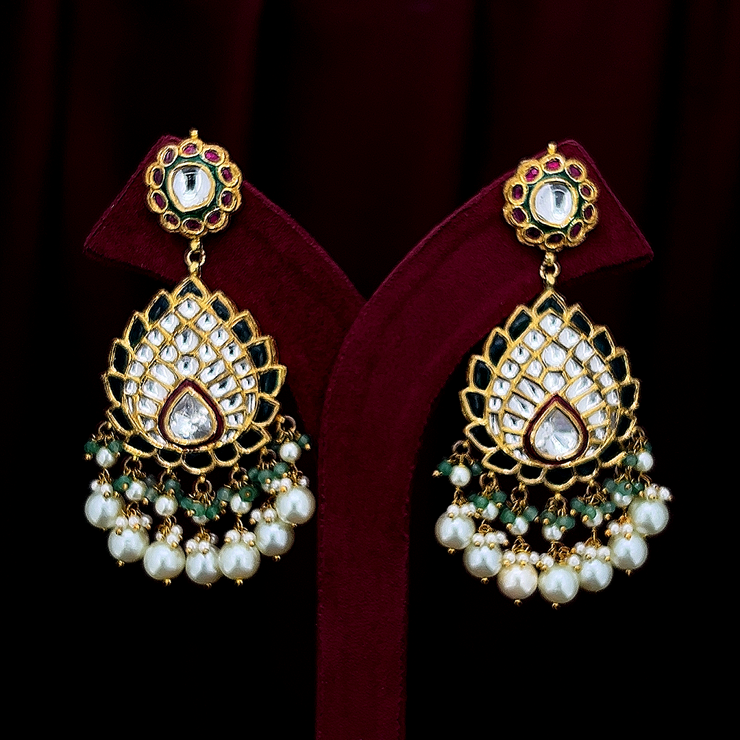 Luxury Polki Diamond Earrings for Women in Hallmarked Gold